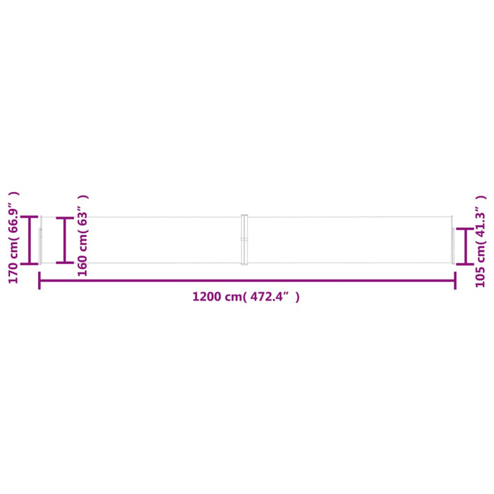 Copertină laterală retractabilă de terasă, maro, 170 x 1200 cm - WALTI WALTI