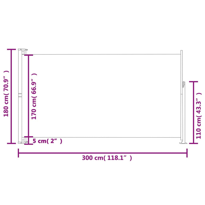 Copertină laterală retractabilă de terasă, negru, 180x300 cm - WALTI WALTI