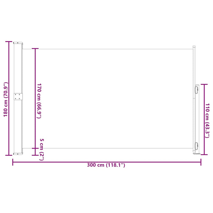 Copertină laterală retractabilă de terasă, crem, 180x300 cm - WALTI WALTI