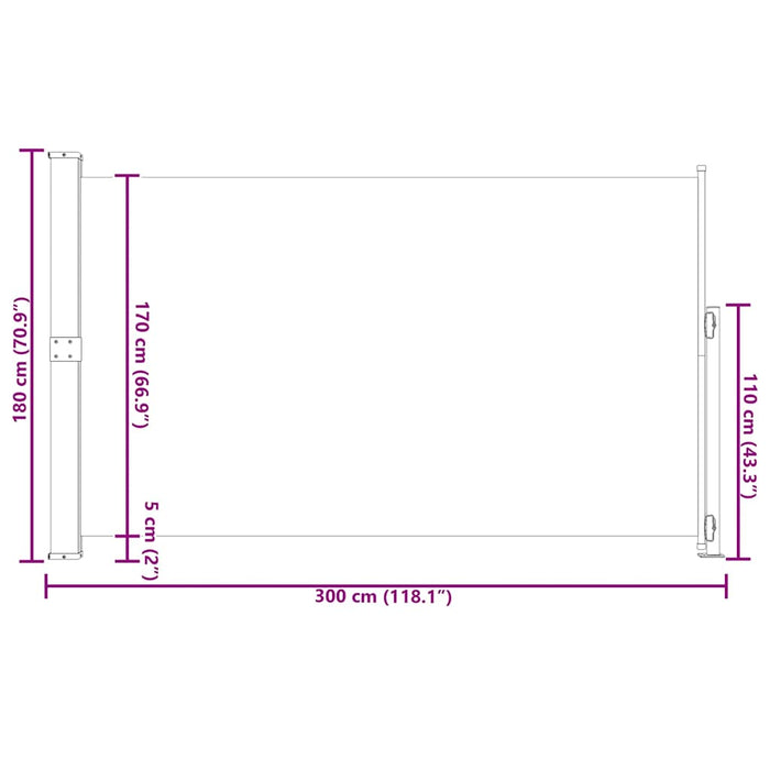 Copertină laterală retractabilă de terasă, maro, 180x300 cm - WALTI WALTI