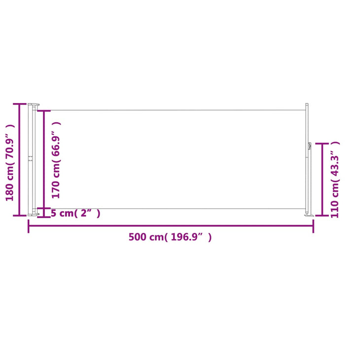 Copertină laterală retractabilă de terasă, negru, 180x500 cm - WALTI WALTI