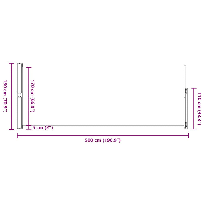 Copertină laterală retractabilă de terasă, negru, 180x500 cm - WALTI WALTI