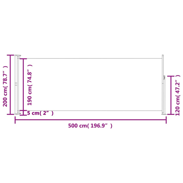 Copertină laterală retractabilă de terasă, negru, 200 x 500 cm - WALTI WALTI