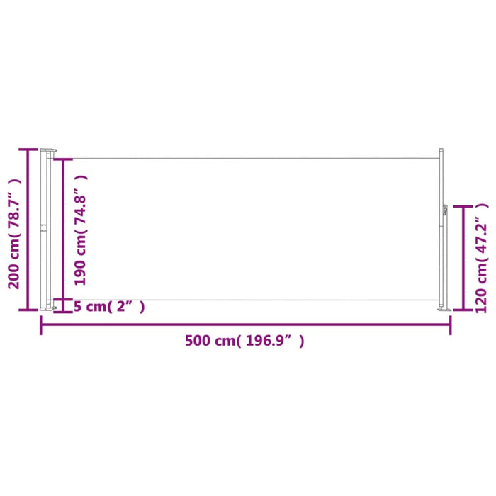 Copertină laterală retractabilă de terasă, gri, 200x500 cm - WALTI WALTI