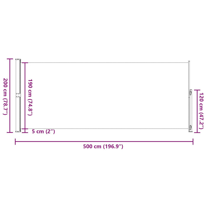 Copertină laterală retractabilă de terasă, gri, 200x500 cm - WALTI WALTI