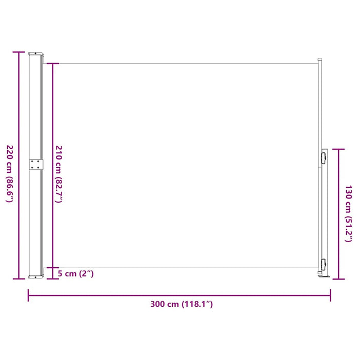 Copertină laterală retractabilă de terasă, crem, 220 x 300 cm - WALTI WALTI