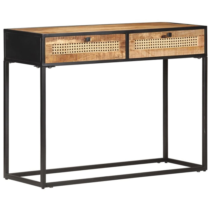 Masă consolă 100x35x75 cm lemn mango nefinisat/trestie naturală - WALTI WALTI