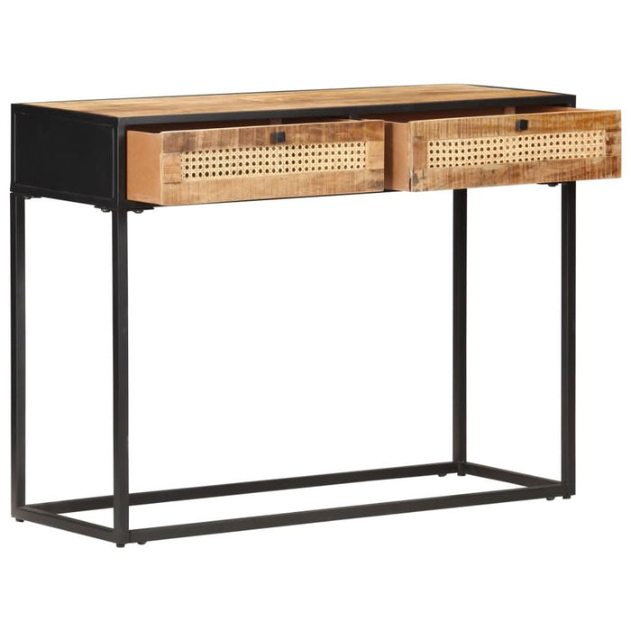 Masă consolă 100x35x75 cm lemn mango nefinisat/trestie naturală - WALTI WALTI