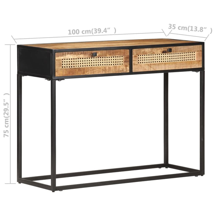 Masă consolă 100x35x75 cm lemn mango nefinisat/trestie naturală - WALTI WALTI