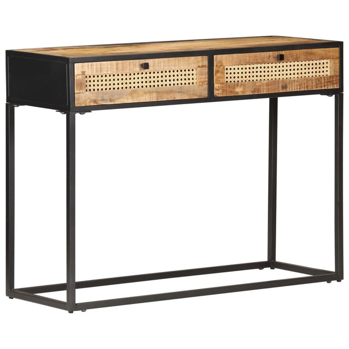 Masă consolă 100x35x75 cm lemn mango nefinisat/trestie naturală - WALTI WALTI
