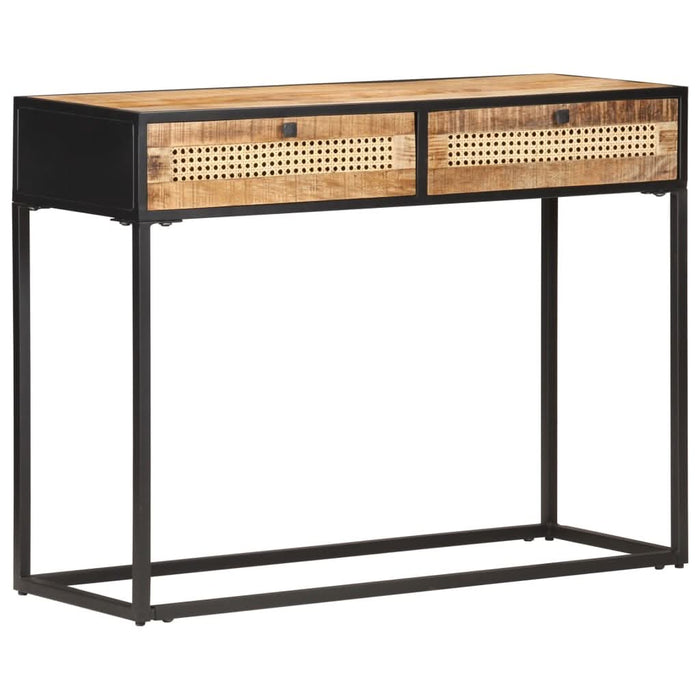 Masă consolă 100x35x75 cm lemn mango nefinisat/trestie naturală - WALTI WALTI