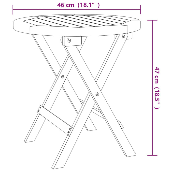 Masă de grădină pliabilă, alb, Ø 46 cm, lemn masiv de acacia - WALTI WALTI