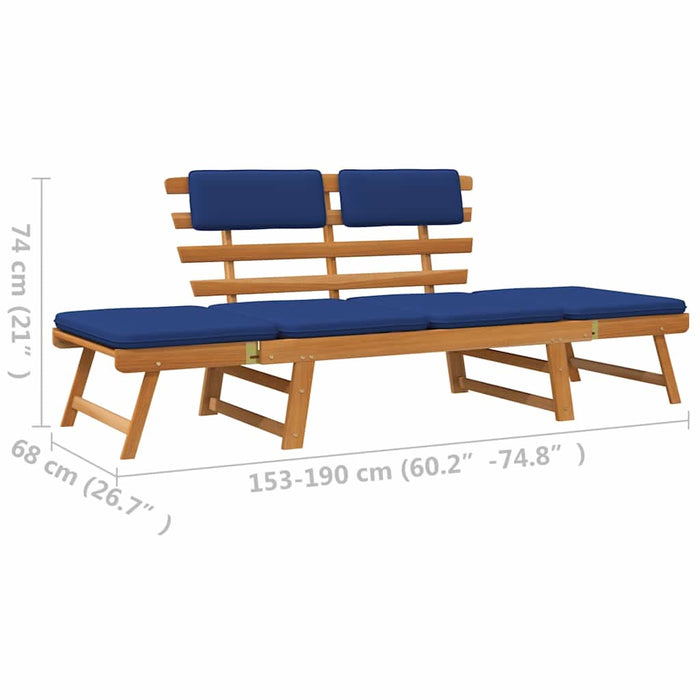Bancă de grădină cu perne 2-în-1, 190 cm, lemn masiv acacia - WALTI WALTI
