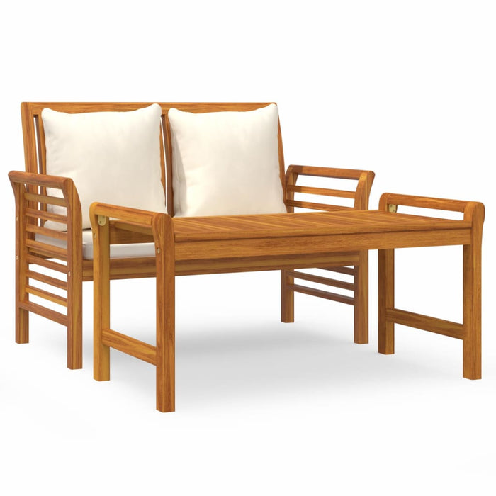 Set mobilier grădină cu perne alb crem, 2 piese, lemn masiv - WALTI WALTI