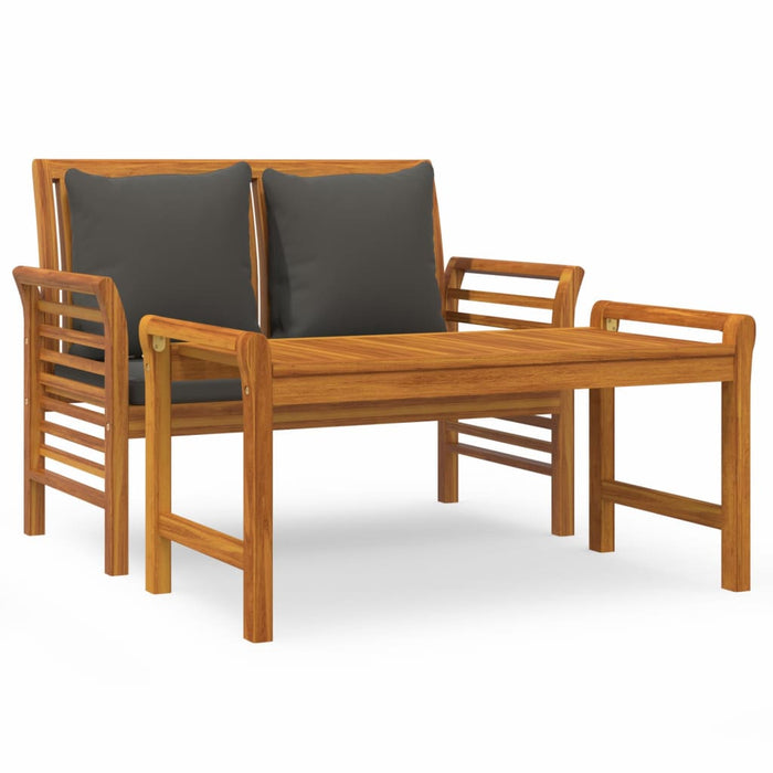Set mobilier grădină cu perne gri închis, 2 piese, lemn masiv - WALTI WALTI