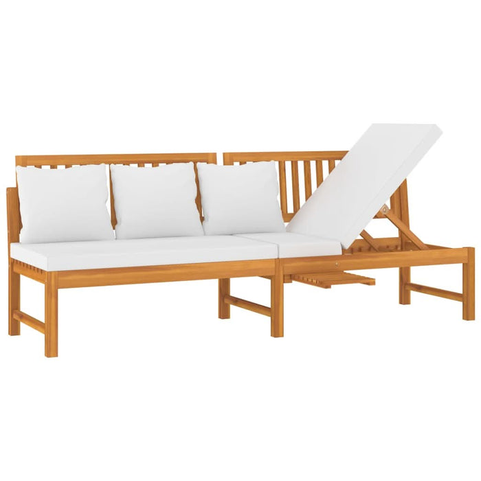 Pat de zi cu perne crem, 200x60x75 cm, lemn masiv de acacia - WALTI WALTI