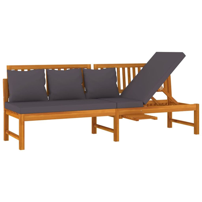 Pat de zi cu perne gri, 200x60x75 cm, lemn masiv de acacia - WALTI WALTI