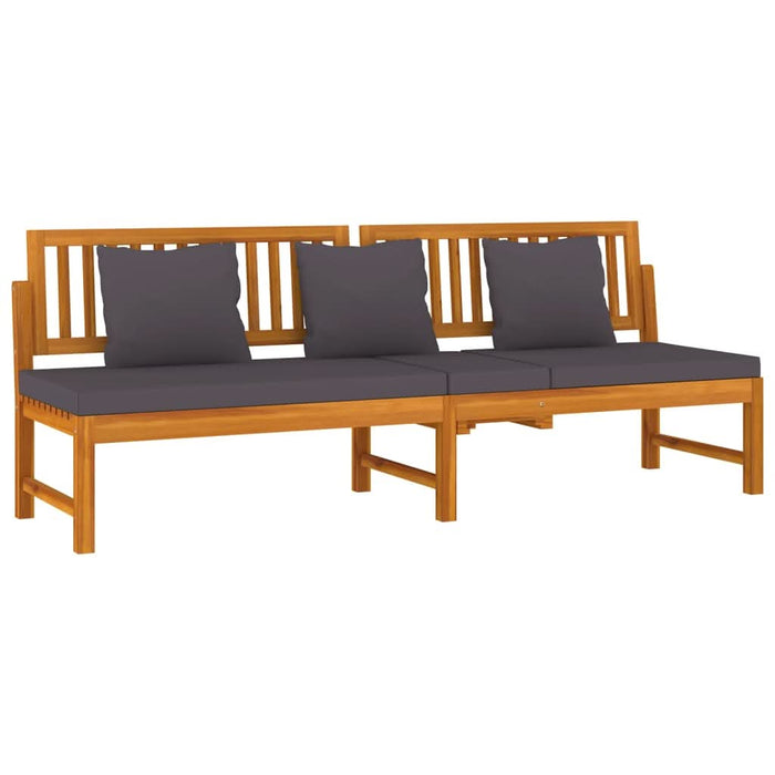 Pat de zi cu perne gri, 200x60x75 cm, lemn masiv de acacia - WALTI WALTI