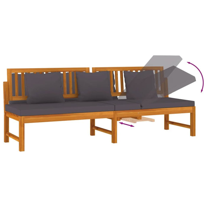 Pat de zi cu perne gri, 200x60x75 cm, lemn masiv de acacia - WALTI WALTI