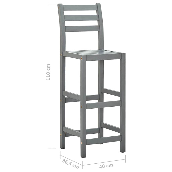 Scaune de bar, 4 buc., gri, lemn masiv de acacia - WALTI WALTI