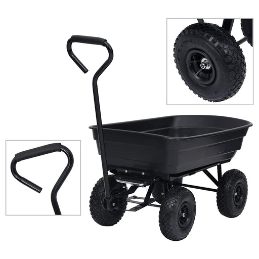 Cărucior manual de grădină basculabil, negru, 300 kg, 75 L - WALTI WALTI