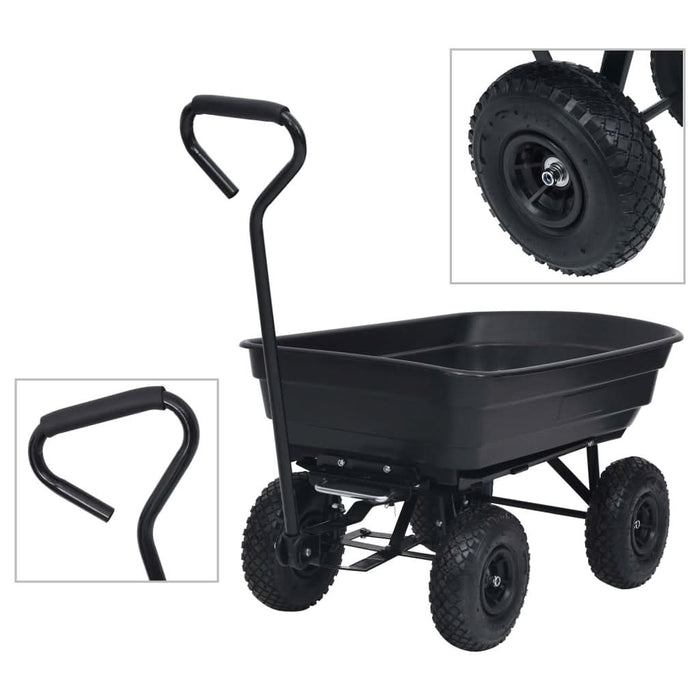 Cărucior manual de grădină basculabil, negru, 300 kg, 75 L - WALTI WALTI