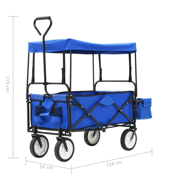 Cărucior manual pliabil cu copertină, albastru, oțel - WALTI WALTI