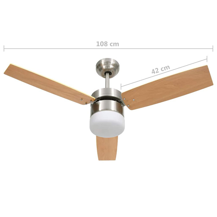 Ventilator tavan cu iluminare/telecomandă, maro deschis, 108 cm WALTI