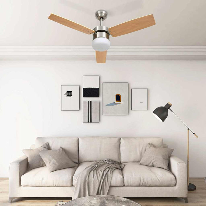 Ventilator tavan cu iluminare/telecomandă, maro deschis, 108 cm WALTI
