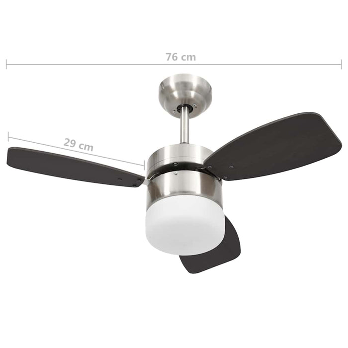 Ventilator tavan cu iluminare/telecomandă, maro închis, 76 cm - WALTI WALTI