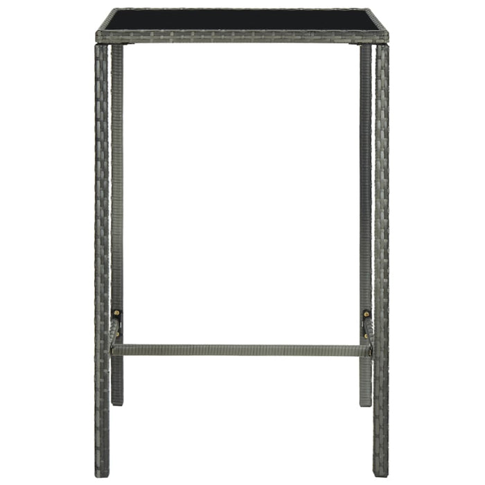 Masă de bar de grădină, gri, 70x70x110 cm, poliratan și sticlă - WALTI WALTI