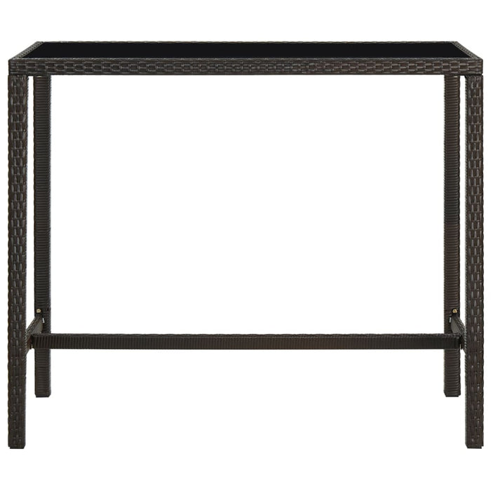 Masă de bar de grădină, maro, 130x60x110cm, poliratan și sticlă WALTI