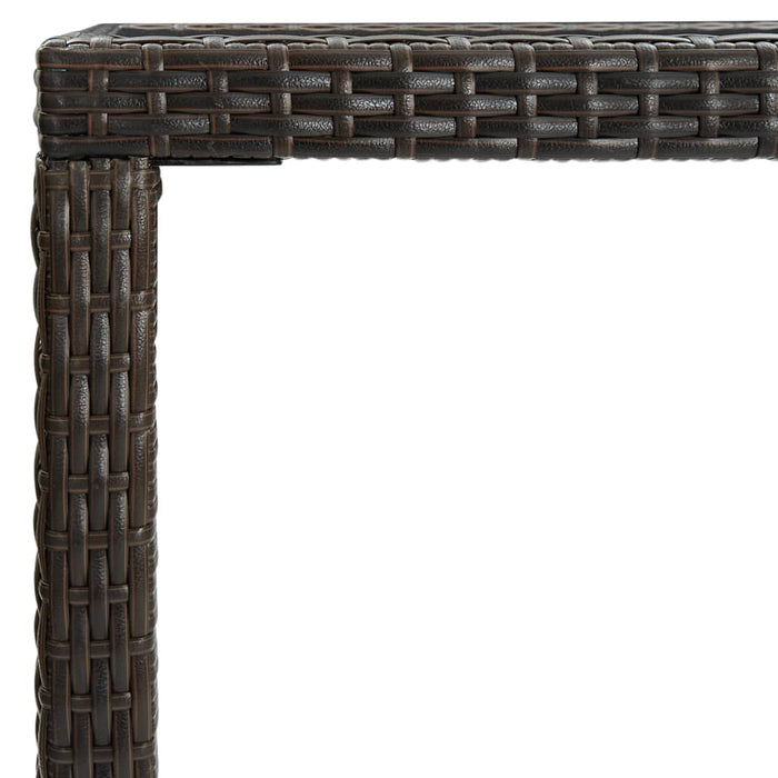 Masă de bar de grădină, maro, 130x60x110cm, poliratan și sticlă WALTI