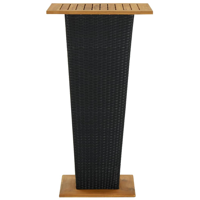 Masă de bar, negru, 60x60x110 cm, poliratan/lemn masiv acacia - WALTI WALTI