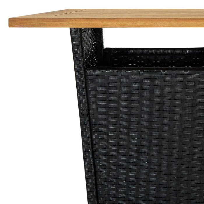 Masă de bar, negru, 60x60x110 cm, poliratan/lemn masiv acacia - WALTI WALTI