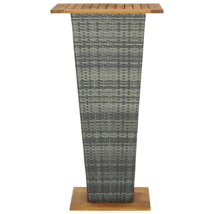 Masă de bar, gri, 60x60x110 cm, poliratan și lemn masiv acacia WALTI