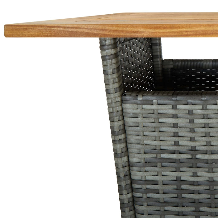 Masă de bar, gri, 60x60x110 cm, poliratan și lemn masiv acacia WALTI