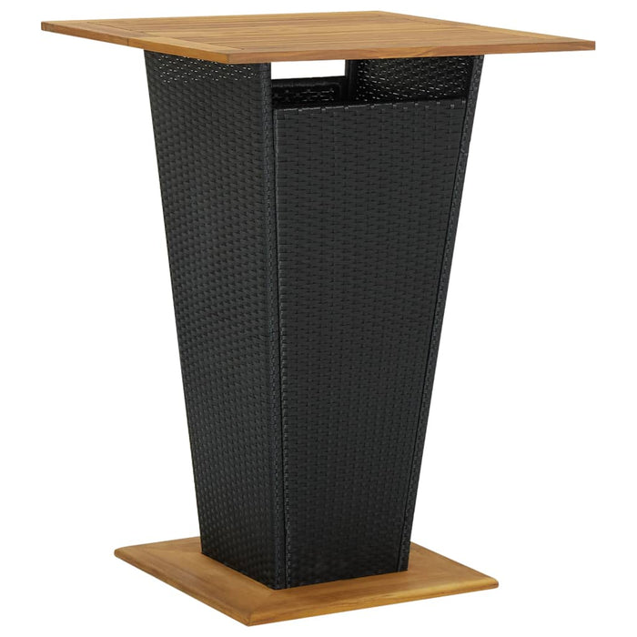 Masă de bar, negru, 80x80x110 cm, poliratan/lemn masiv acacia WALTI