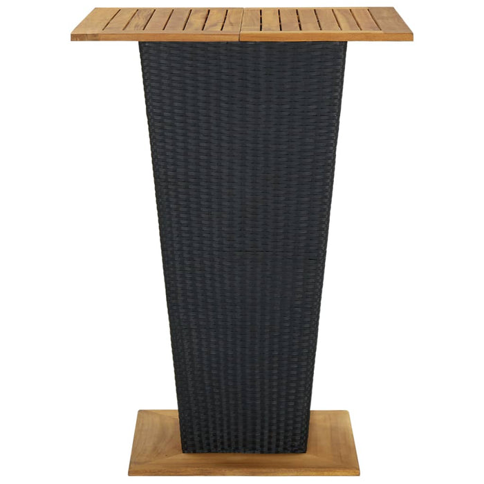 Masă de bar, negru, 80x80x110 cm, poliratan/lemn masiv acacia WALTI