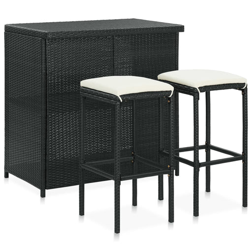 Set mobilier de bar, 3 piese, negru, poliratan - WALTI WALTI