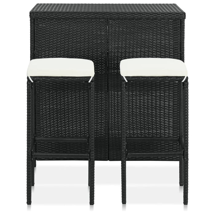 Set mobilier de bar, 3 piese, negru, poliratan - WALTI WALTI