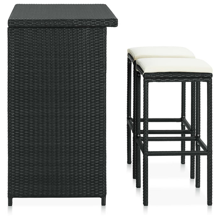 Set mobilier de bar, 3 piese, negru, poliratan - WALTI WALTI
