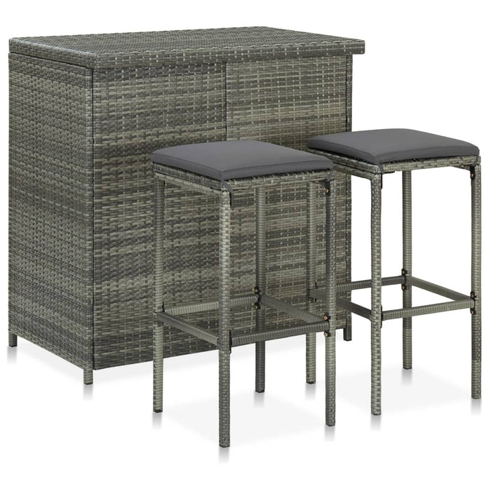 Set mobilier de bar, 3 piese, gri, poliratan - WALTI WALTI