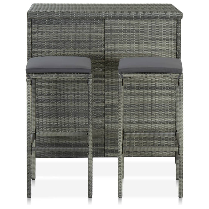 Set mobilier de bar, 3 piese, gri, poliratan - WALTI WALTI