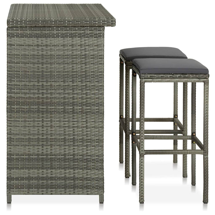 Set mobilier de bar, 3 piese, gri, poliratan - WALTI WALTI