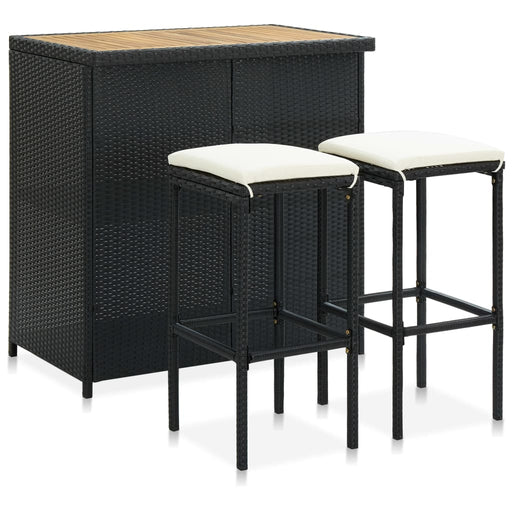 Set mobilier de bar, 3 piese, negru, poliratan - WALTI WALTI