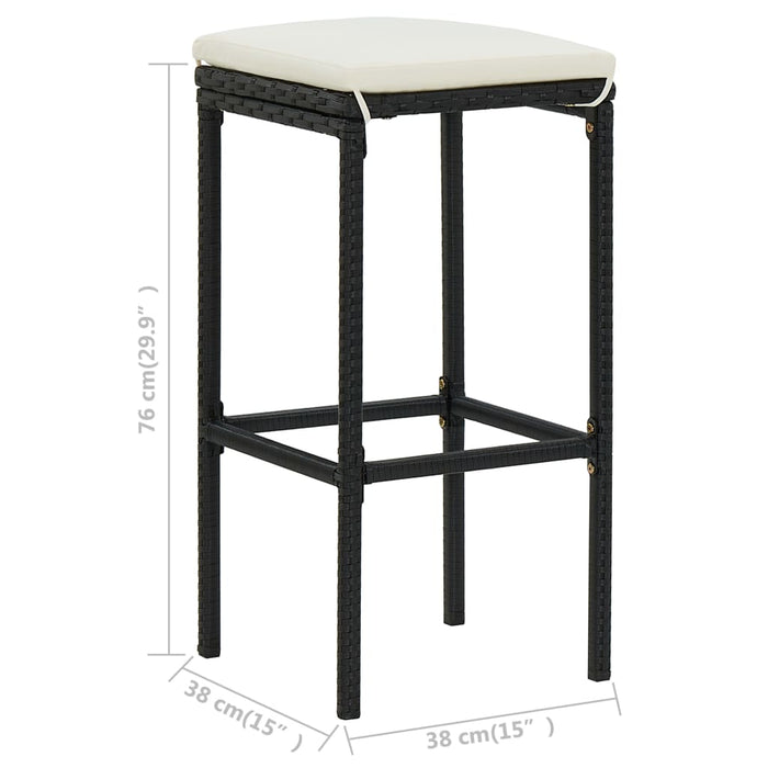 Set mobilier de bar, 3 piese, negru, poliratan - WALTI WALTI