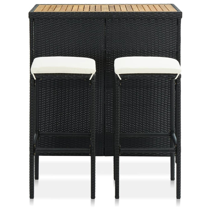 Set mobilier de bar, 3 piese, negru, poliratan - WALTI WALTI