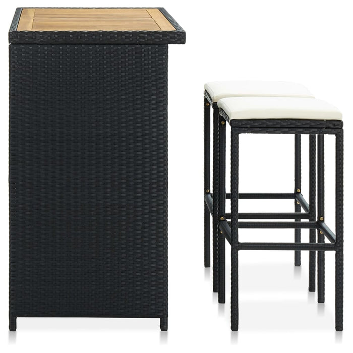 Set mobilier de bar, 3 piese, negru, poliratan - WALTI WALTI