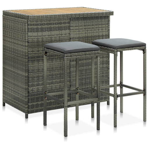 Set de bar, 3 piese, gri, poliratan - WALTI WALTI